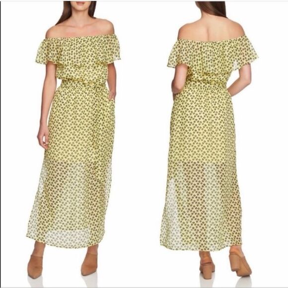 1. State Lavender Fields Floral Off The Shoulder Maxi Dress Yellow Medium - Picture 15 of 15